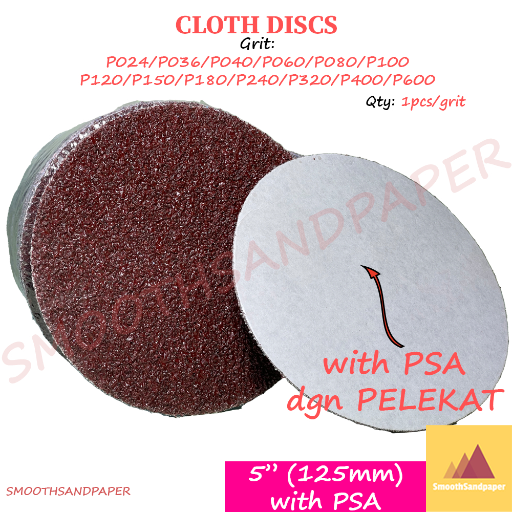 5 Inch Sanding Disc PSA (Self Adhesive) | Red Cloth Aluminium Oxide Sandpaper P24-P600 | Best For Metal image 3