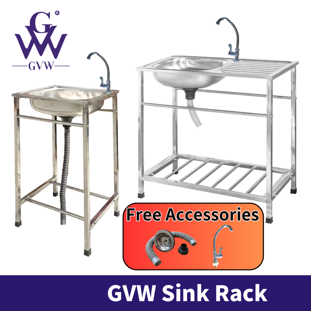 HOMEBY【GVW 9208】 Stainless Steel Kitchen Sink / Single Bowl Sink / Single Drainer / Dish Rack / Kitchen Organizer