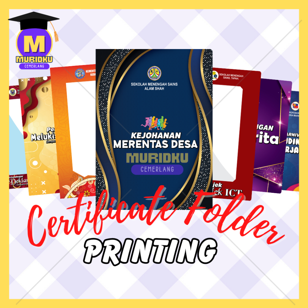 10pcs CUSTOM DESIGN,NAME & LOGO CERTIFICATE FOLDER/HOLDER A4 with PVC / FOLDER SIJIL CUSTOM A4 dgn Design, Nama & Logo