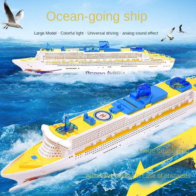 Ship toy musical boat children's large luxury universal model large speedboat electric light cruise ship for boys