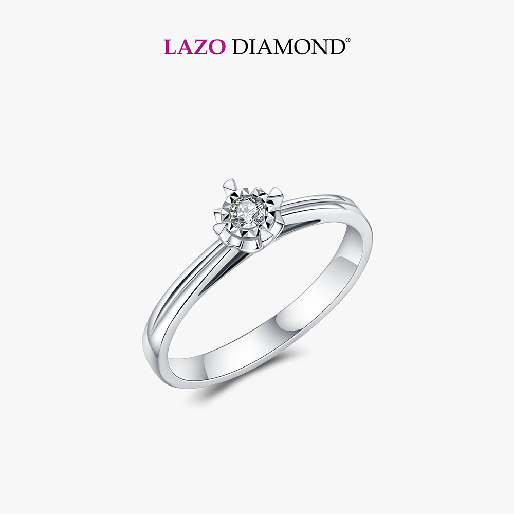 LAZO DIAMOND Triangle Prong Kite Miracle Set Diamond Ring in 9k White Gold