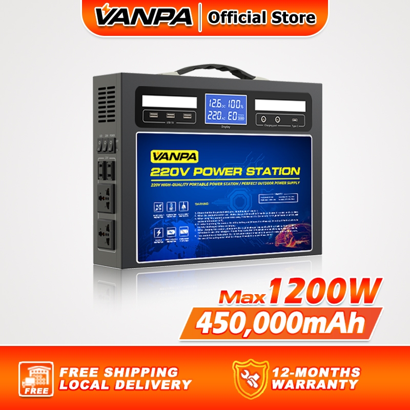 VANPA Portable Power Station 400W/700W/1200W AC 220V Output Emergency Backup Powerbank Solar Generator For Camping