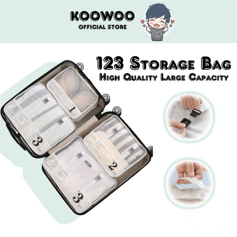 KOOWOO 1+2+3 High Quality Travel Storage Bag Large Capacity Waterproof Dustproof Ready Stock