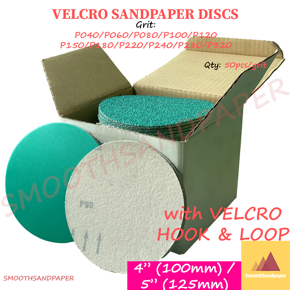 4" 5" Inch Abrasive Green Sandpaper Disc 【Sandpaper Velcro 】 Kertas Pasir Bulat Kertas Flocking Sand Paper image 2