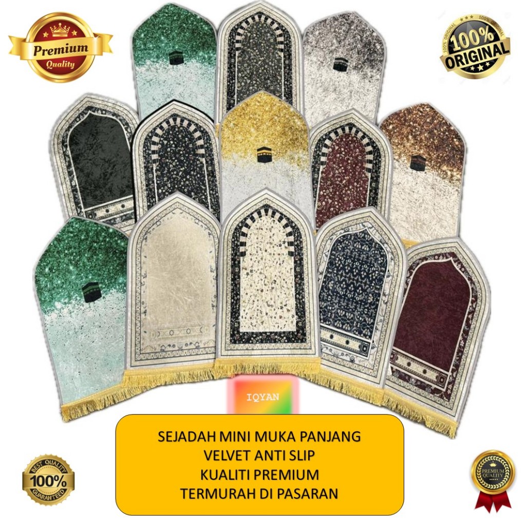 Sejadah Mini Kubah Muka Panjang 35 x 60 cm / Shining / /Sejadah Travel/Sejadah Viral Murah/Sejadah Hadiah