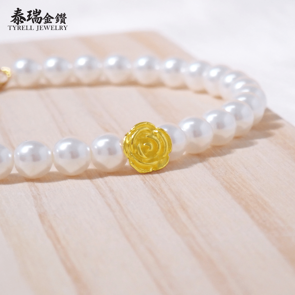 24K Gold With Shell Pearl Bracelet 999 足金合成贝珠手链