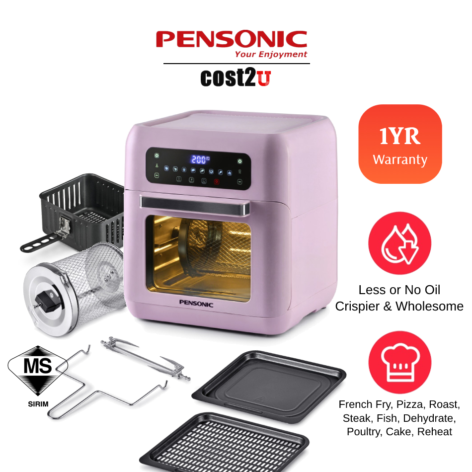 Pensonic 8-in-1 Air Fryer Oven 10L | PDF-1100DX Food Dehydrator Roaster Oven Toaster Ketukar Microwave MMAFO22