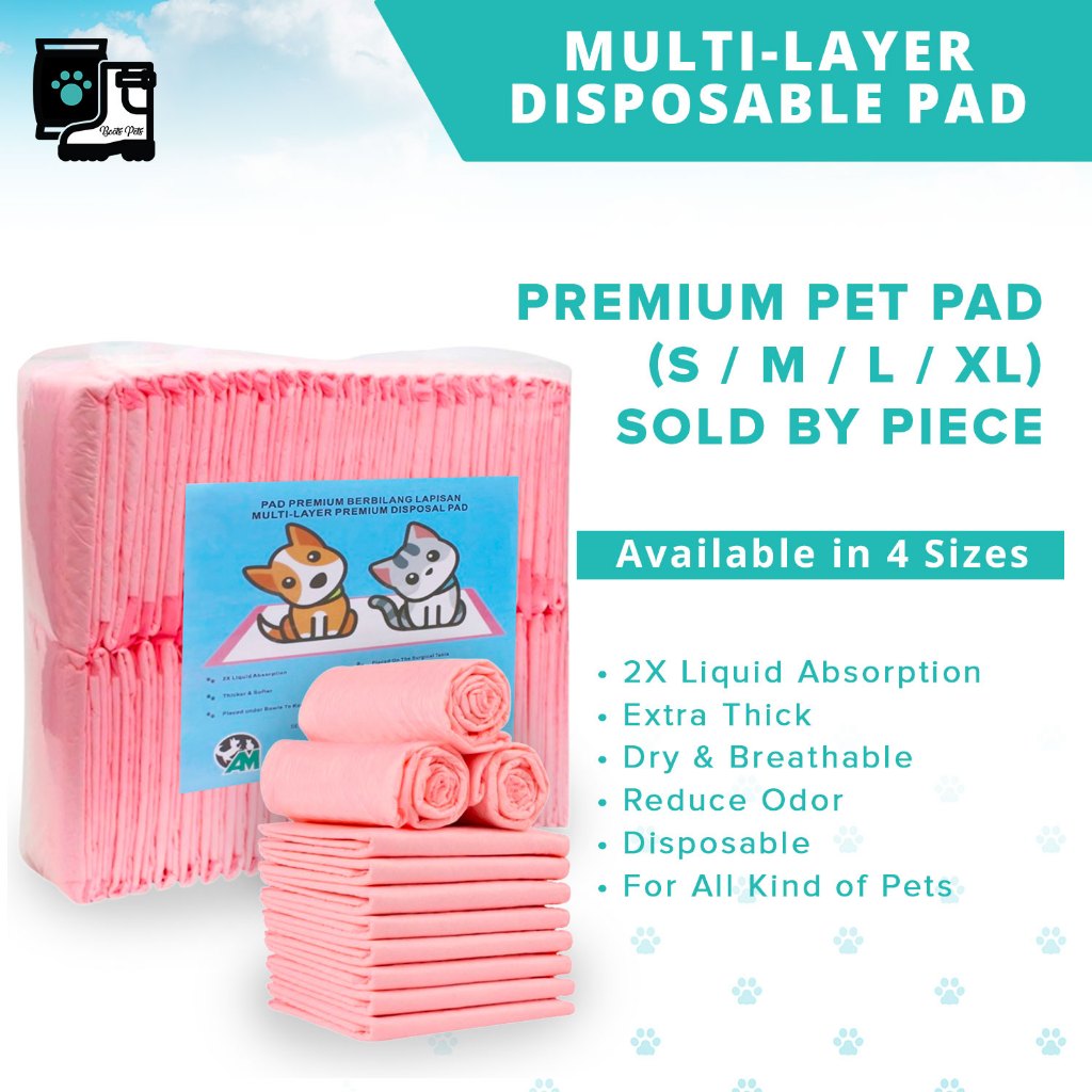 (2X Absorption) Sold By Piece - Pet Training Pad Extra Thick Wee Pee Sheet Puppy Kitten Dog Cat Diapers Kucing 加厚款 狗猫尿垫