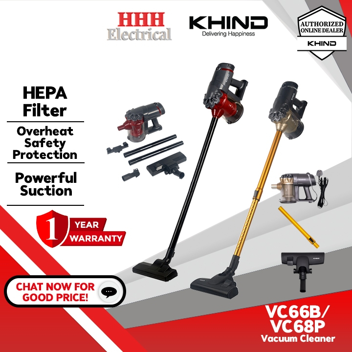 KHIND 600W Handheld Vacuum Cleaner VC66B Cyclonic System with HEPA Filter/ Khind Powerful Vacuum Cleaner VC68P