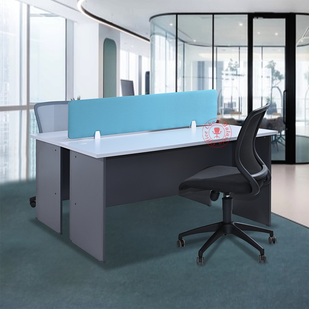 2 Seater Workstation Office Table | Meja Pejabat | Meja Office [ with Fabric Divider Panel ]