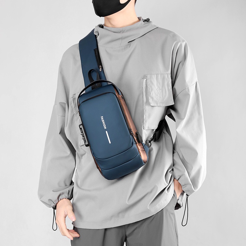 S01 Chest bag men backpack USB charging backpack shoulder chest bag  water-repellent cross-body bag (Premium Quality)