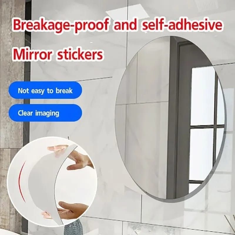 27cmx17cm Arcylic Mirror Oval Self adhesive Non-glass Wall Decor/Cermin Sticker Hiasan Dinding