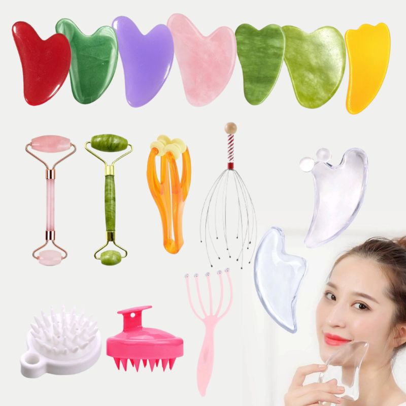 MASSAGER RELEASE STRESS SCALP OCTOPUS, FOOT MASSAGE, JADE ROLLER FACE MASSAGER GUA SHA, SCALP MASSAGE