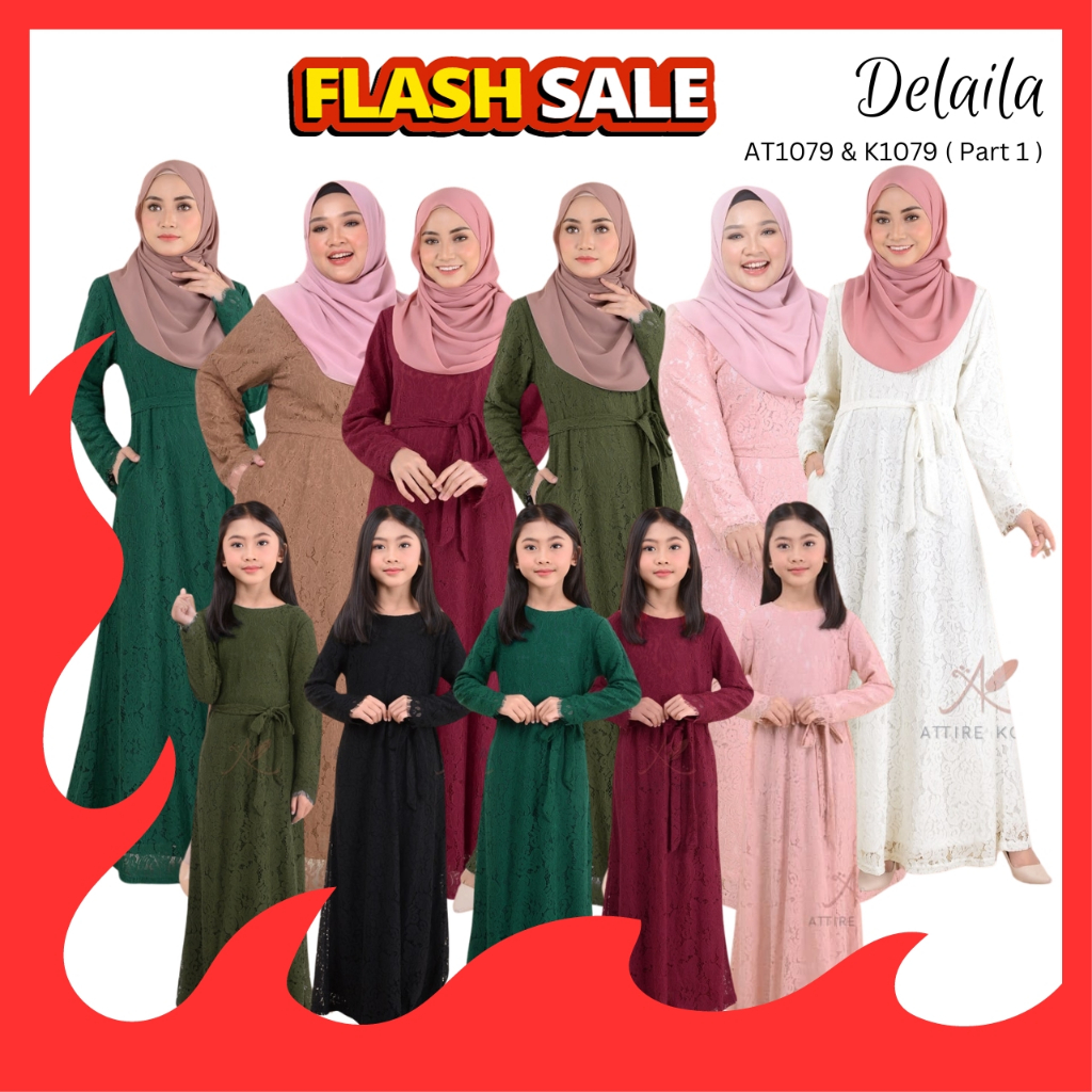 JUBAH LACE DELAILA AT1079 Muslimah Casual Sedondon Bridesmaid Plus Size Women Dress Black Maroon Emerald Navy PART 1