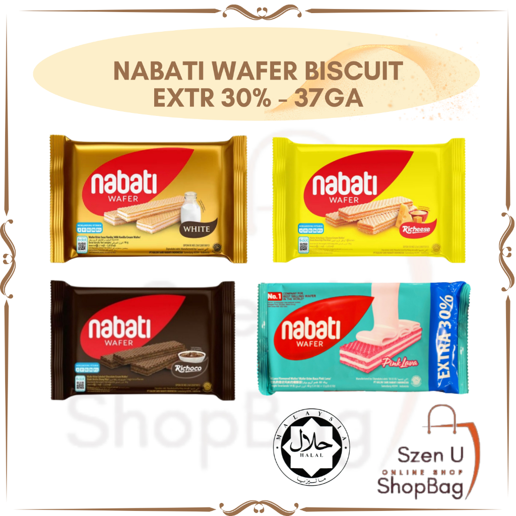 Nabati Wafer Biscuit Extra 30% - 37g (Flavor : Pink Lava / RichChoco / RichCheese / Richoco White)