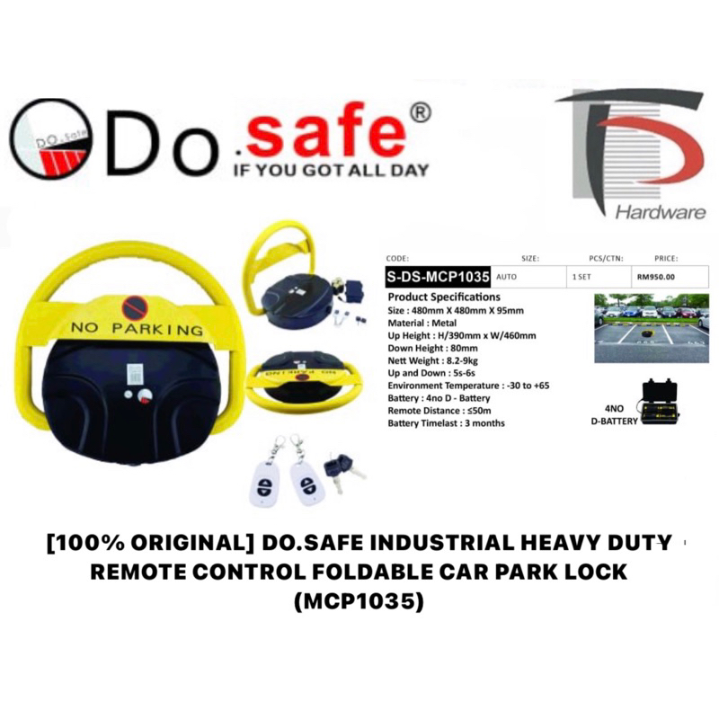 [100% ORIGINAL] DO.SAFE INDUSTRIAL HEAVY DUTY REMOTE CONTROL FOLDABLE CAR PARK LOCK (MCP1035)