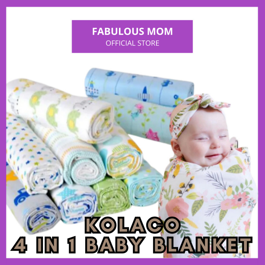 [KOLACO] Baby Blanket Soft & Comfortable Cotton Newborn Baby Set 4 in 1 Receiving Flannel Blanket