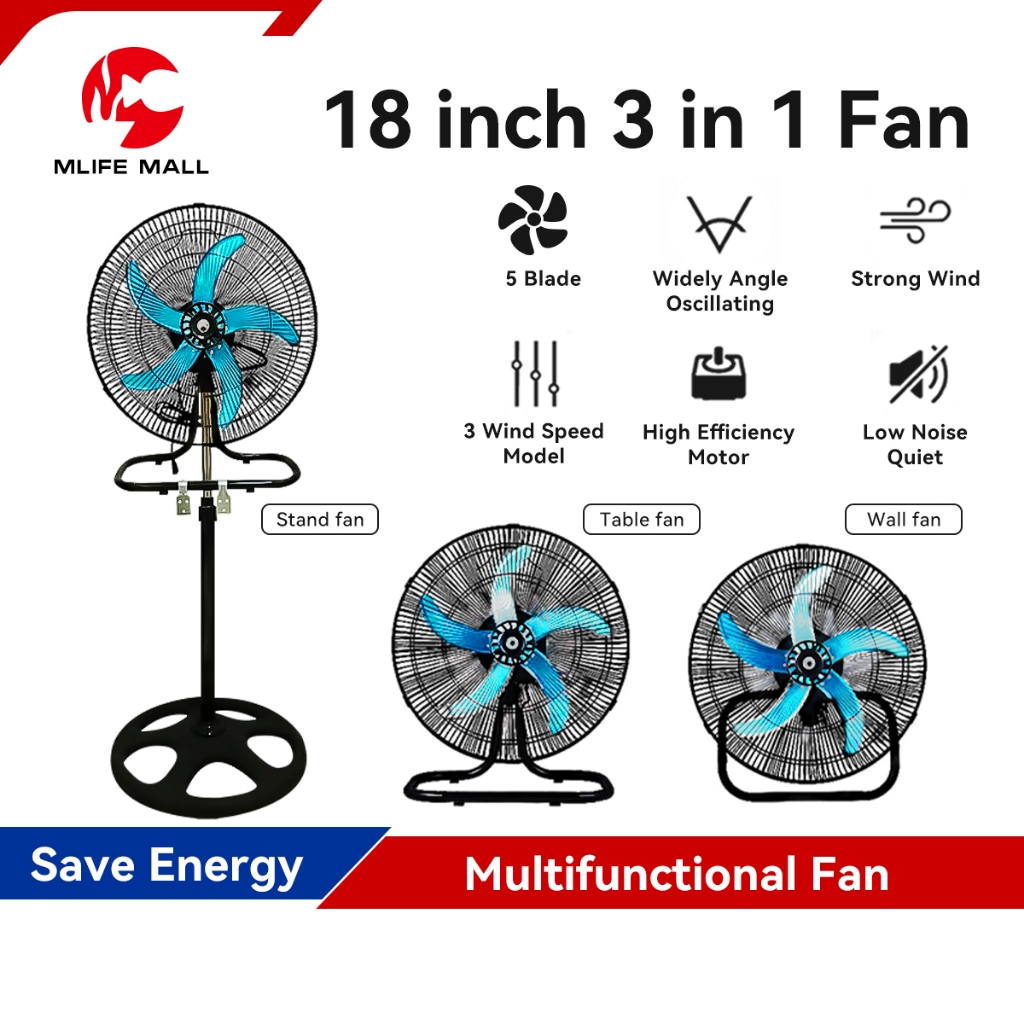 FOOKSUNG kipas industri Vertical Fan 18 inch 5 Blades 55W Strong wind 3 in1 Stand industrial Fan kipas berdir