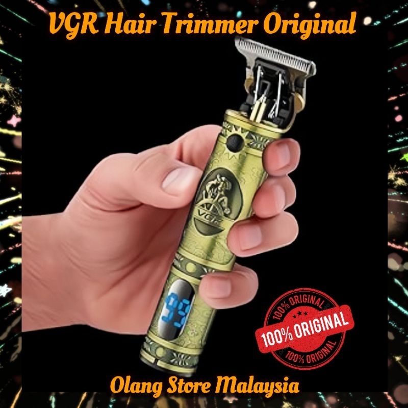 Original VGR Hair Trimmer LCD Displays Pemotong Rambut Pencukur Cordless Cas Mesin Gunting Rambut