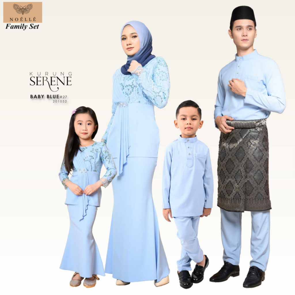 NOELLE Baju Raya Family Sedondon 2024 Baju Kurung Ibu Anak Baju Melayu Ayah Anak Baby Sedondon SERENE - BABY BLUE 27