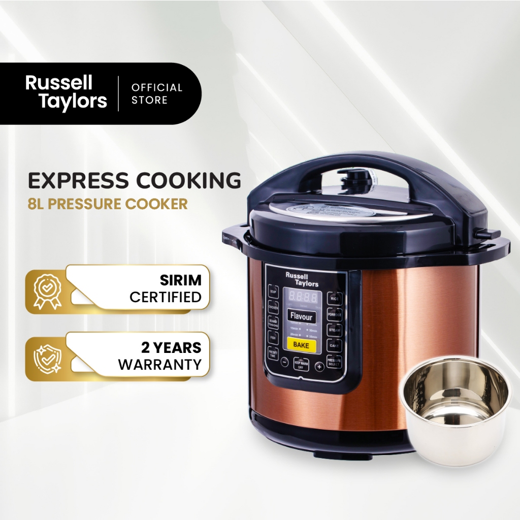 Russell Taylors Electric Pressure Cooker Stainless Steel Pot Rice Cooker (8L) PC-80