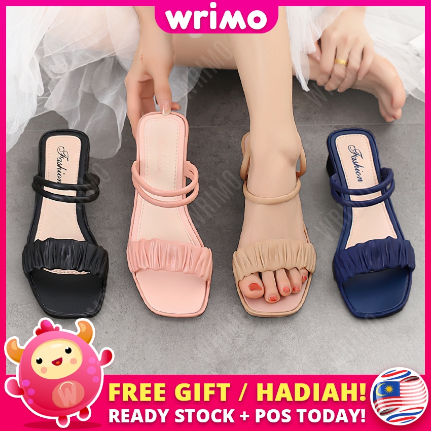 READY STOCK? WRIMO Coupleline Women’s Sandals Kasut Wanita Shoe Flat Shoes Heel Travel Lady ks10129