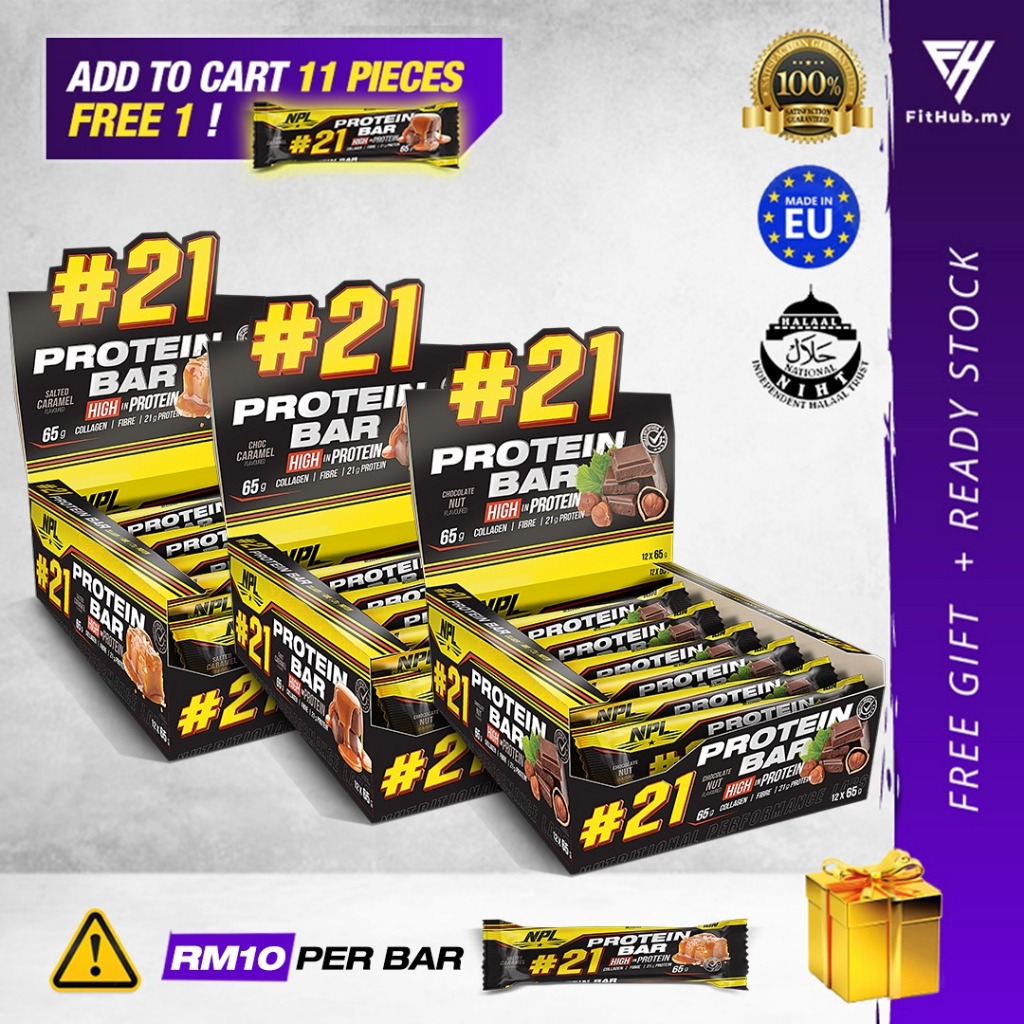 NPL #21 Protein Bar - 1 x 65G BARS - High Protein Bars Halal Fitness Gym Supplement