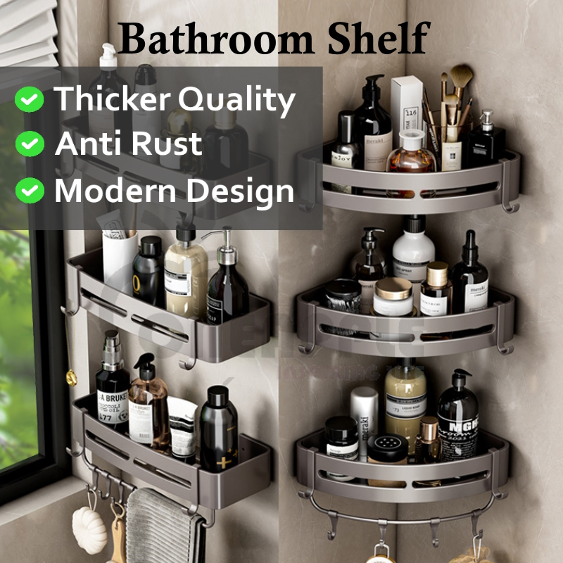 Bathroom Shelf Toilet Rack Accessories Bathroom Storage Corner Shelve Kitchen Wall Dinding Shampoo Rak Bilik Mandi