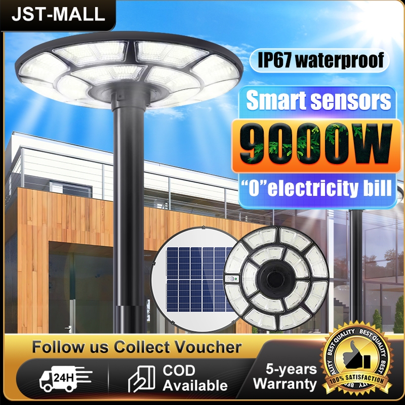 【10Y Warranty】UFO Solar Light Lampu Solar jalan Solar light outdoor lighting 9000W Spotlight LED Light Waterproof IP 67