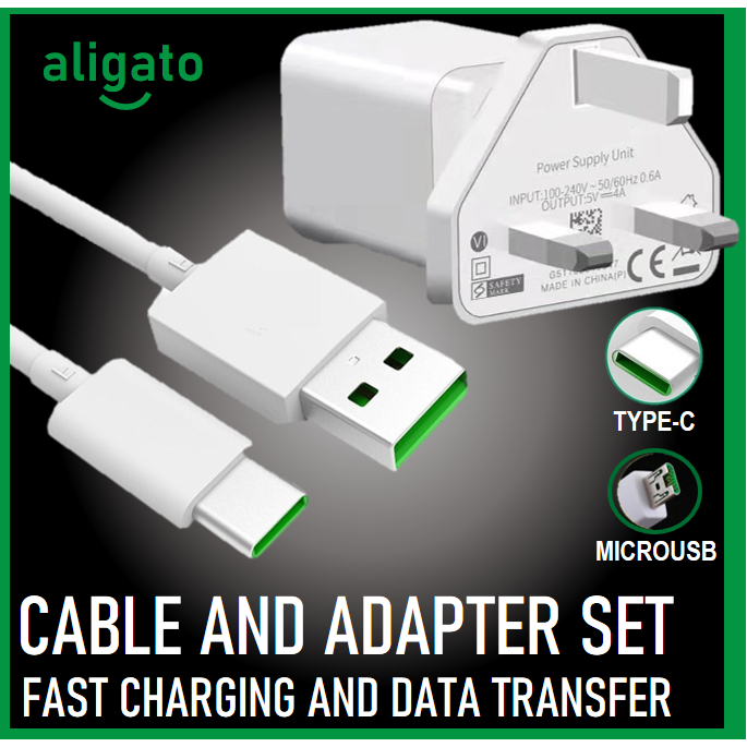【FLASH CHARGER】Flash 30W ALIGATO Charger & Micro USB Cable Fast Charging USB Type C (120W Charger Set)