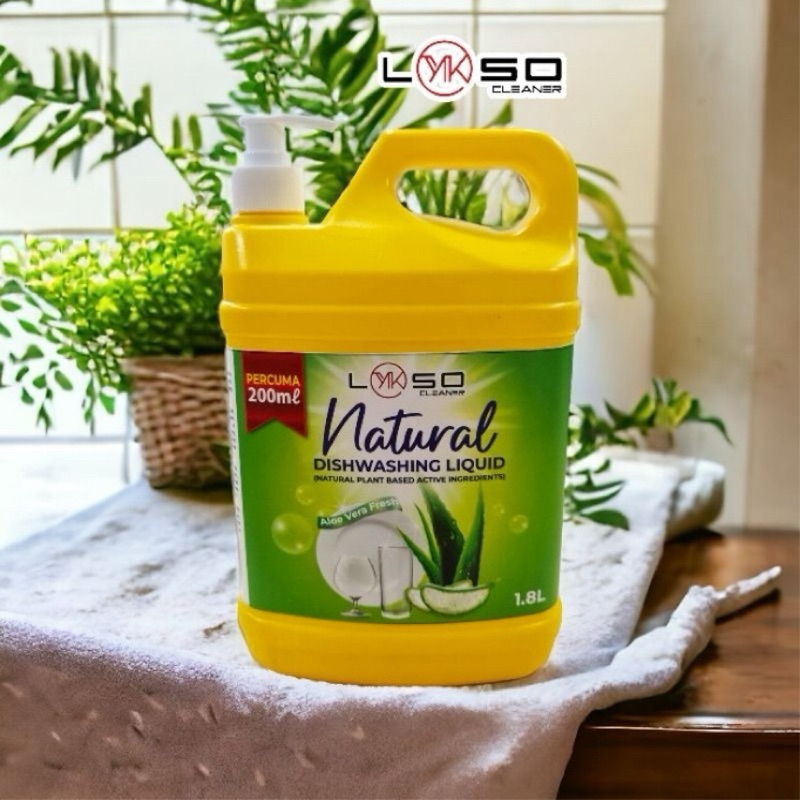 LYKSO Natural Dishwash 2L (1.8kg + 200ml) | NO SLS/SLES| Eco-Friendly | Made in Malaysia