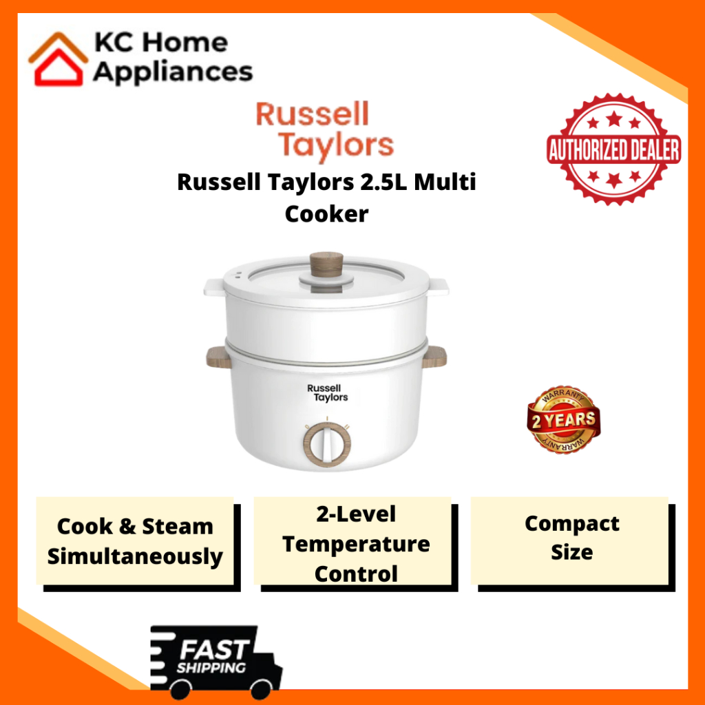 Russell Taylors 2.5L Multi Cooker | 730W | Cook & Steam | 2 Level Temp Control | Non Sticky | MC25 | 2 Years Warranty