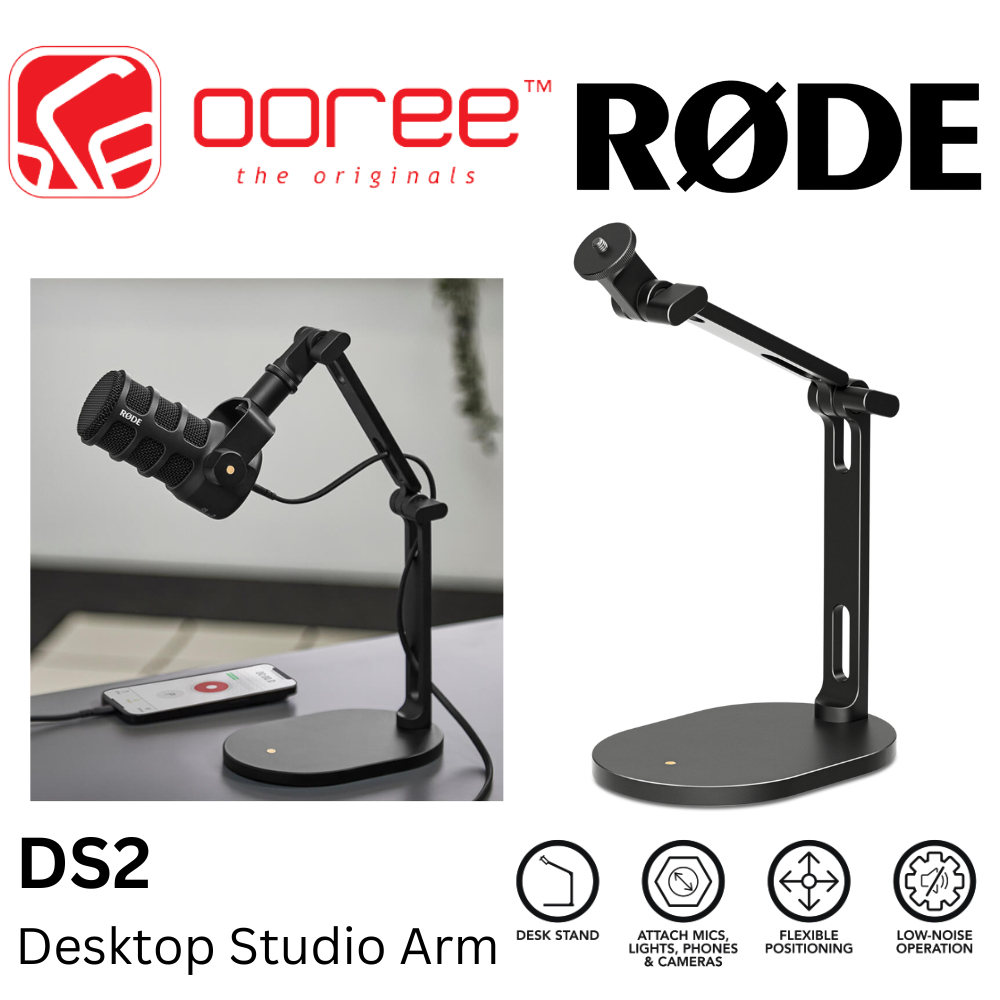 RODE DS2 DESKTOP STUDIO ARM FOR MICS, LIGHTS, PHONES & CAMERAS WITH FLEXIBLE POSITIONING & LOW-NOISE