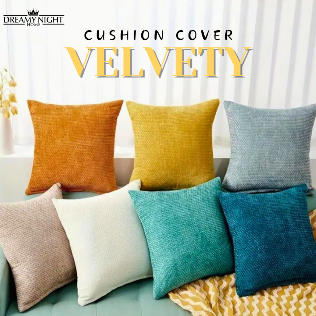 Dreamynight Home Cushion Cover Velvety Throw Velvet Style Living Room Decor Sofa Cushion Cover (43cmx43cm)