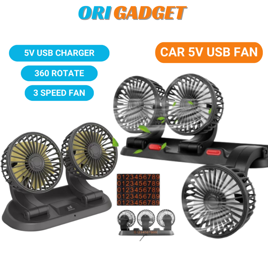 Car Strong Dual Fan Air Conditioning Double Booster Cooler 360° Desktop USB Mini Fan For Car Van Truck Kipas Kereta Home