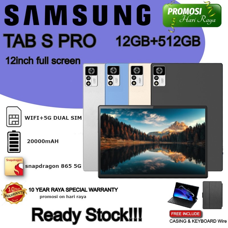 ✨[READY STOCK]✨5G Tablet Samsung pad P20 Tablet 12GB+512GB Learning Tablet for Online Classroom HD Tablet