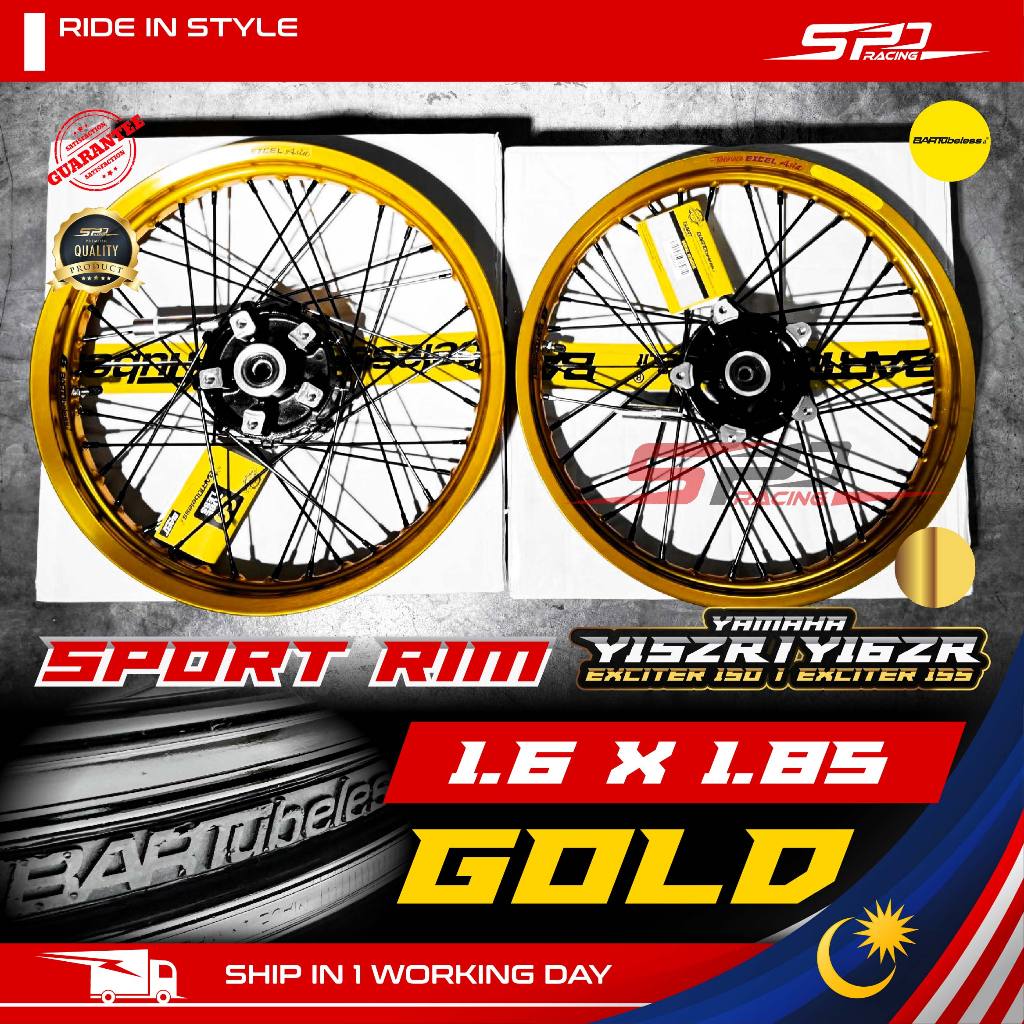 Y15 Y16 Sport Rim I 1.6 X 1.6 / 1.6 X 1.85 I Black / Silver / Gold Bartubeless For Y15ZR / Y16ZR Takasago Excel Asia