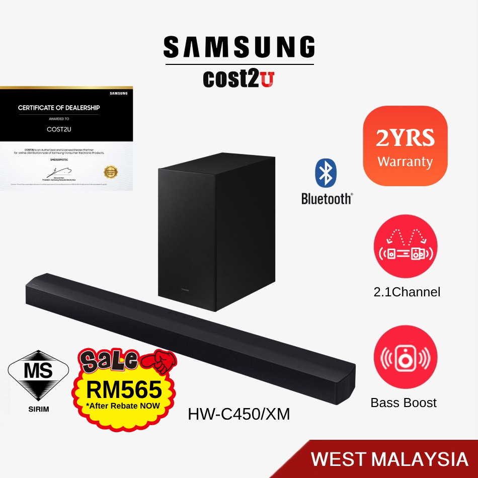 [2 Years Warranty] Samsung C450 Soundbar with Bluetooth TV Connect (2023) | HW-C450/XM HWC450 (Sound Bar Bar Bunyi 声霸)