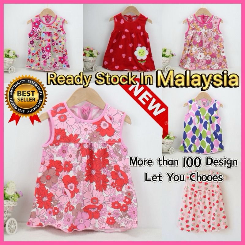 Ready stockSummer Baby Girl Dress Princess Baju Bayi Perempuan 2-24 Months Gaun kanak-kanak Infant Baju Pakaian Budak