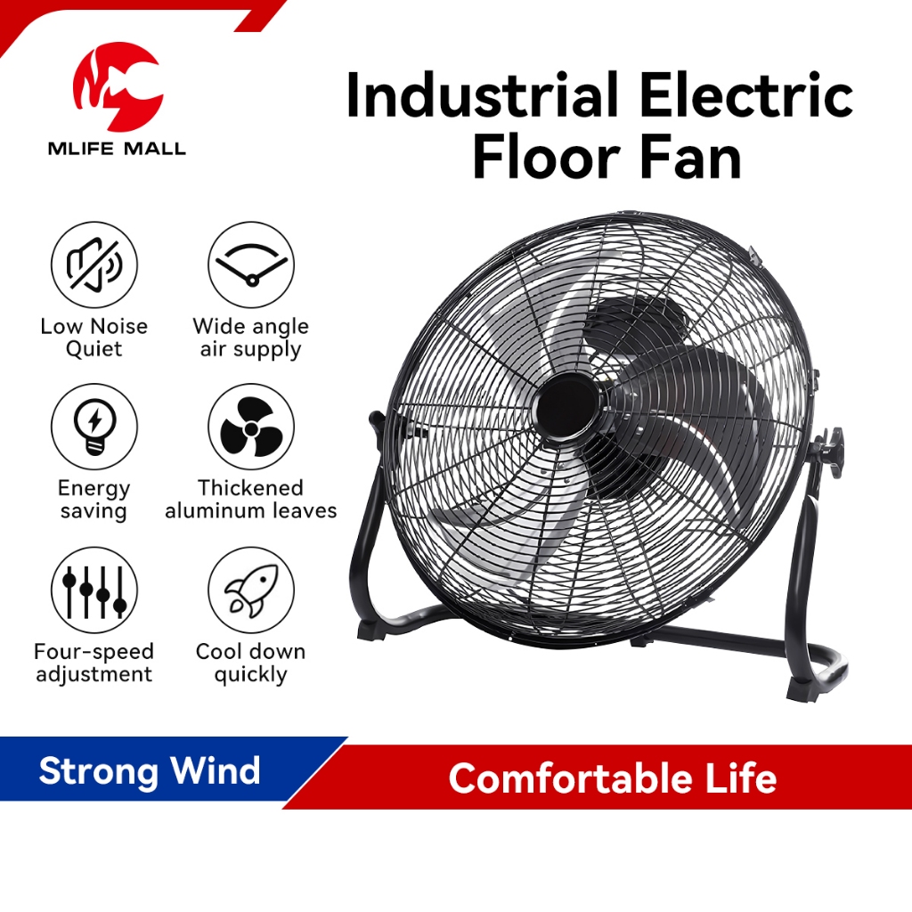 Industrial Ground Fan Electric Floor Fan Aluminum Blades Strong Wind Powerful Desk Fan