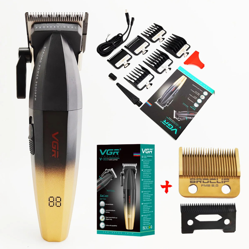 VGR003 New Wireless Electric Clipper 9000rpm Hair Salon Engraving Men's Shaving Digital Display Gradient Electric Hair