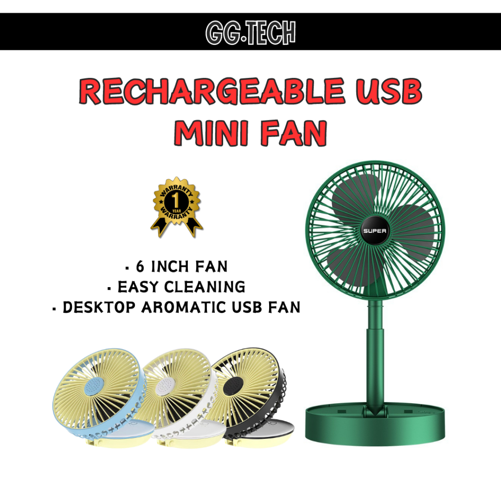 Rechargeable Aromatherapy USB Fan Mini Fan Folding Fan Desktop Fan Portable Fan Cooling Fan Kipas Mini Lipat Kipas USB