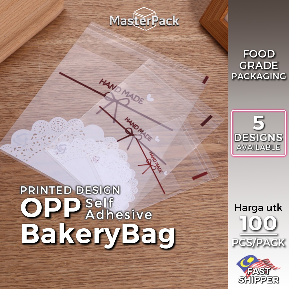 [100 PCS] OPP Self adhesive bag Bakery plastic bag Bread Candy Cookie Dried Fruit Handmade Items packaging Beg roti/kek