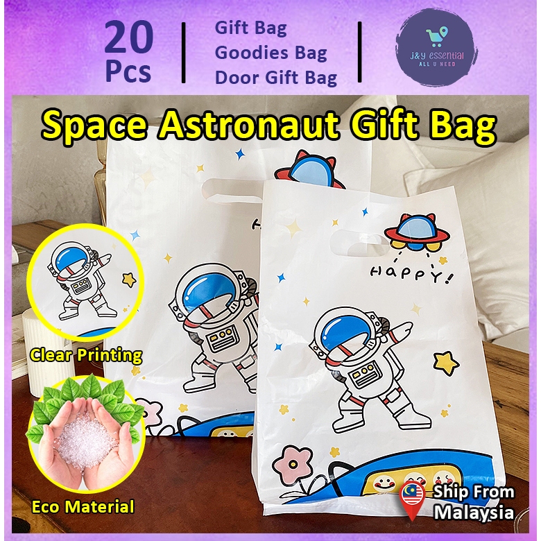 Cute Gift Bag [20pcs] Goodies Bag Door Gift Birthday Wedding Party (31)Space Astronaut Plastic Bag