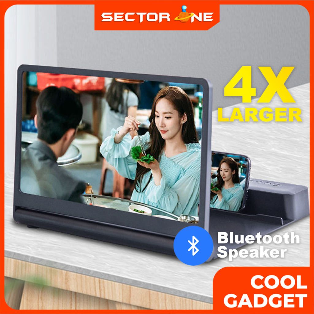 Screen Magnifier 6D Smartphone Enlarge Screen F12 12 inch Magnifier Phone Screen with Bluetooth Speaker Portable Speaker