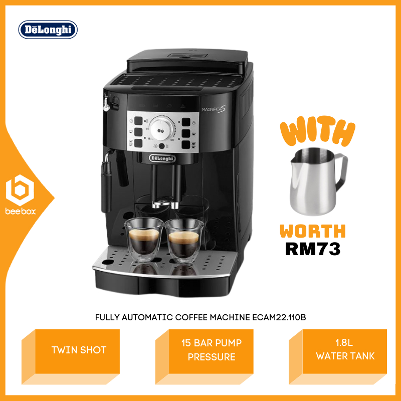 DeLonghi  Automatic Coffee Machine Twin Shot Dishwasher Safe ECAM22.110.B ECAM22.110B Mesin Kopi Automatik