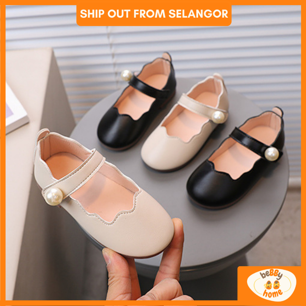 Kasut Raya Budak Perempuan 1-5Y Kids Shoes Girl Pearl Soft Anti Slip Kasut Baby Girl Shoe Kids Sandal Kanak Kasut Jalan