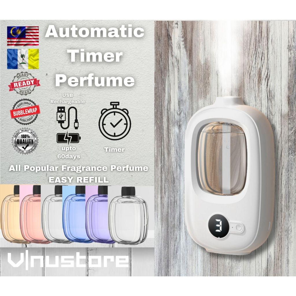 Automatic Timer Air Perfume Fragrance Freshener Toilet Deodorant Aroma Essential Oil Spray Diffuser Purifier Pewangi