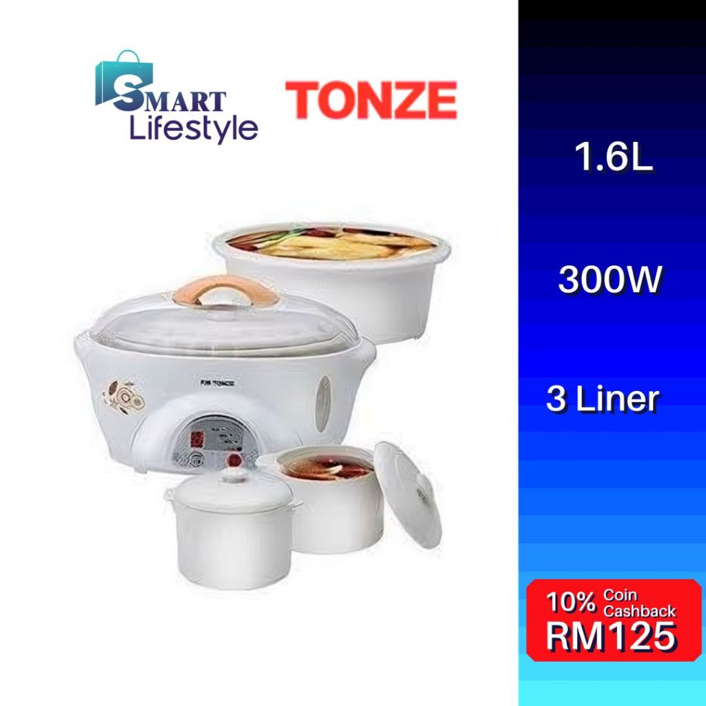 Tonze 1.6L Electric Stew Pot Water-Proof Electric Slow Cooker Pot Soup Ceramic a-Pot-Three-Liner DDZ-16A