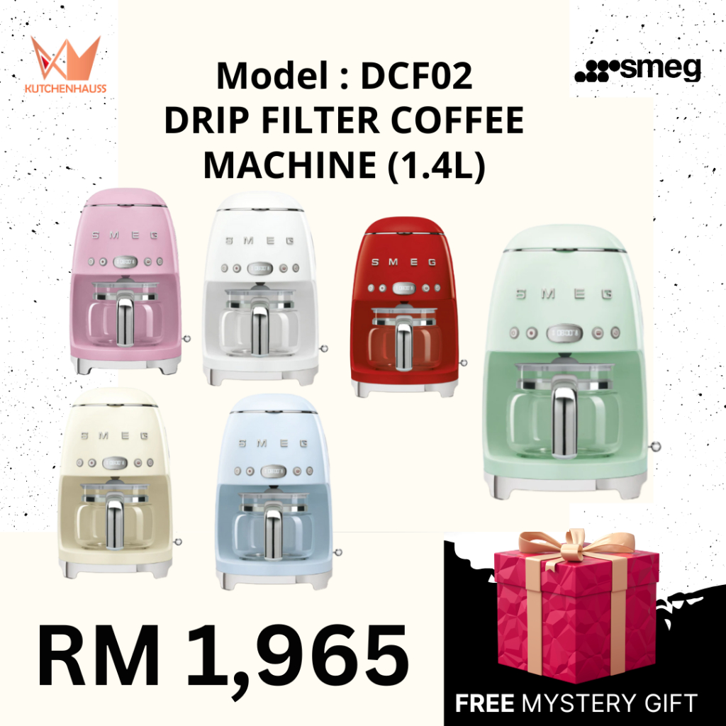 SMEG Drip Filter Coffee Machine DCF02 (1.4L) FOC Mystery Gift / SMEG Penapis Kopi DCF02 / KUTCHENHAUSS